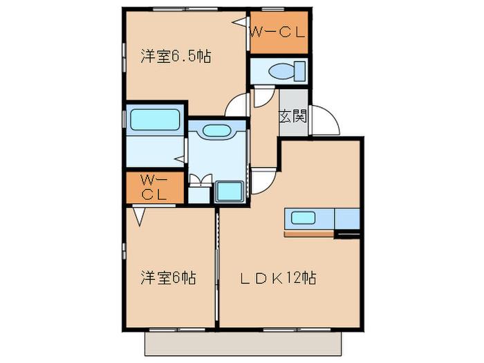 ムーンウェーブ(2LDK/1階)の間取り写真