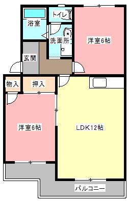 サンハイツK&KII(2LDK/1階)の間取り写真