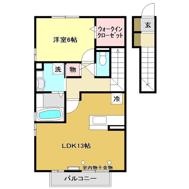 フラッツ福井東町(1LDK/2階)の間取り写真