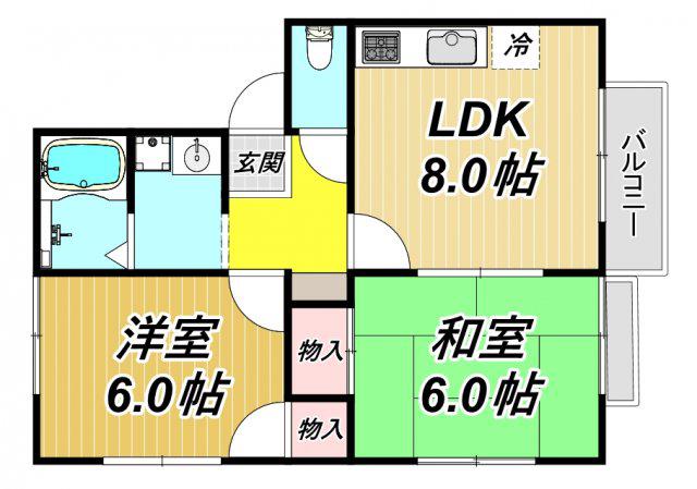 アフィニティ(2DK/1階)の間取り写真