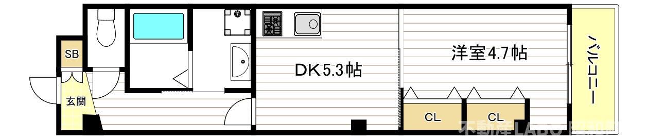 グランツあびこIII(1DK/1階)の間取り写真