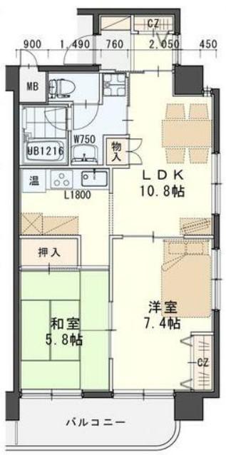 SENDAI忠怒館(2LDK/5階)の間取り写真