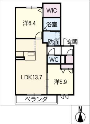 シャーメゾン相生山(2LDK/3階)の間取り写真