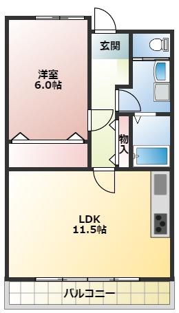エクラン(1LDK/1階)の間取り写真