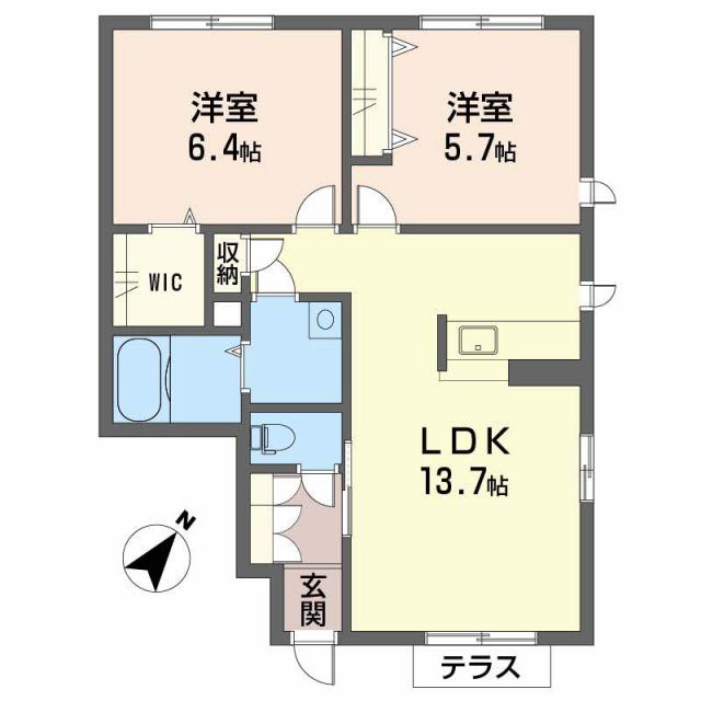 シャーメゾンリヤンA(2LDK/1階)の間取り写真