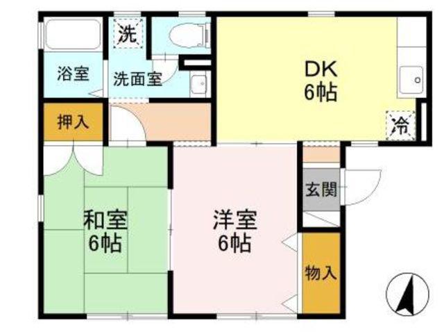 ジュネス石川(2DK/1階)の間取り写真