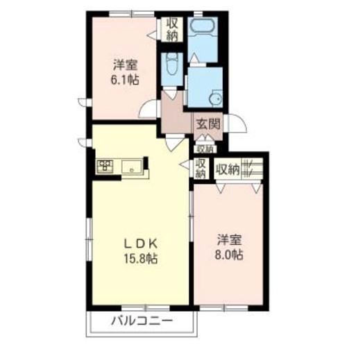 クレールA(2LDK/3階)の間取り写真
