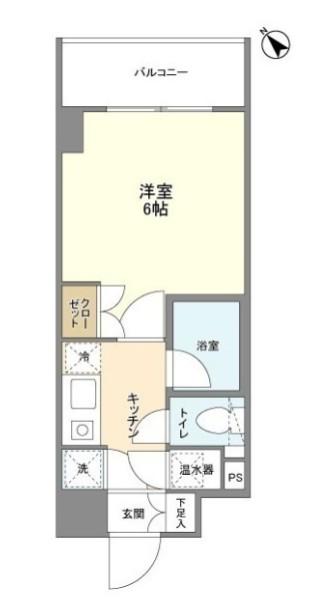 エストライフ勝どき(1K/2階)の間取り写真