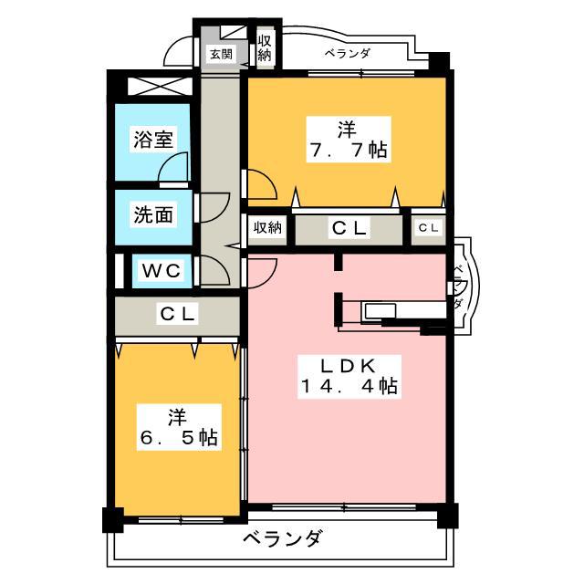 レーベンラウム(2LDK/2階)の間取り写真