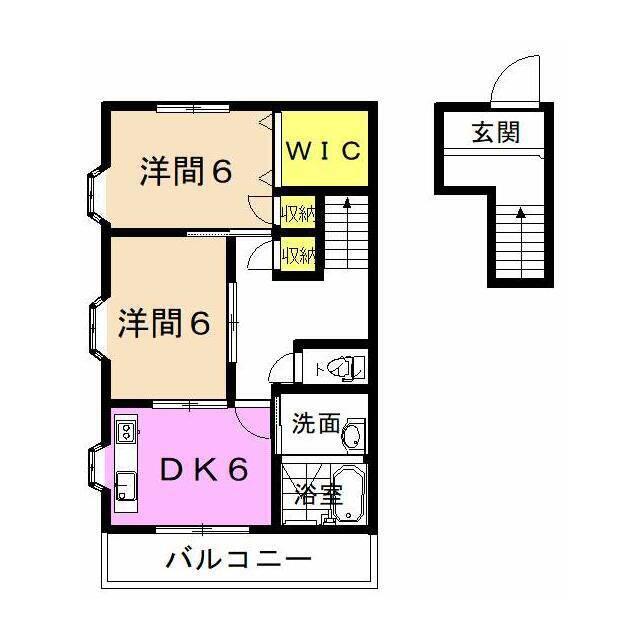 プラムハイツII(2DK/2階)の間取り写真