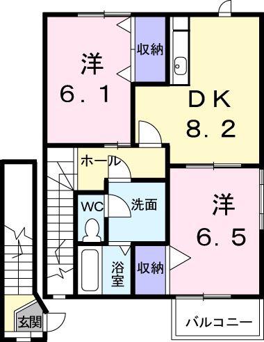 サンメゾン元山A(2DK/2階)の間取り写真