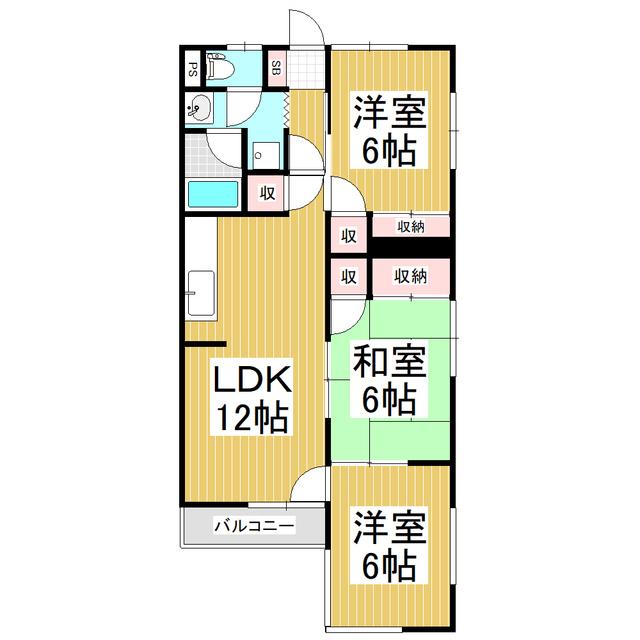 マンション ビレッジ・ヒルズ(3LDK/3階)の間取り写真