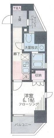 ザ・パーククロス藤沢(1K/9階)の間取り写真