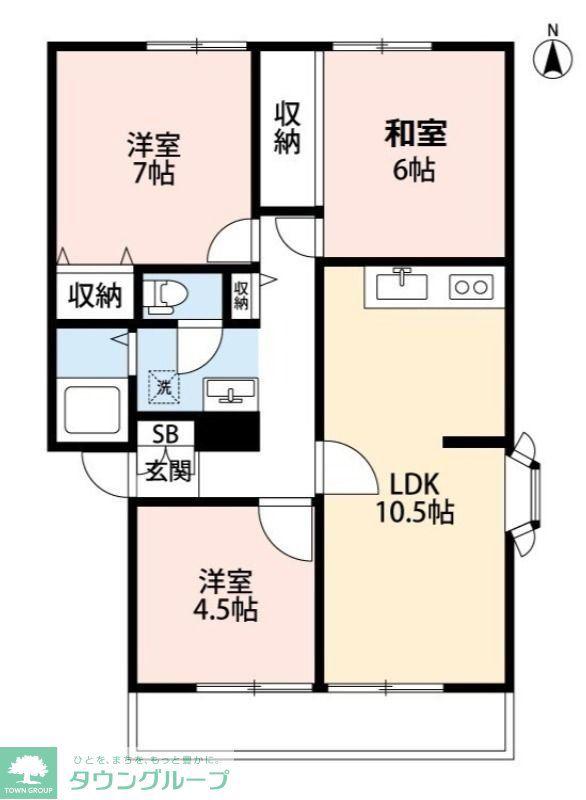 サンコート所沢B(3LDK/2階)の間取り写真