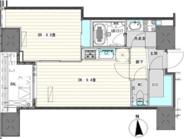 WHITETOWERHAMAMATSUCHO(1LDK/19階)の間取り写真