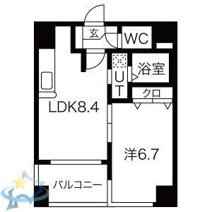 円山シャトー桂和大通館(1LDK/3階)の間取り写真