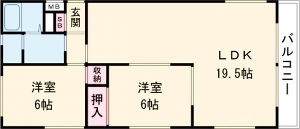 ルミエール壱番館(2LDK/2階)の間取り写真