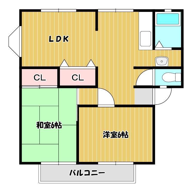 サンビレッジ白金B棟(2LDK/2階)の間取り写真