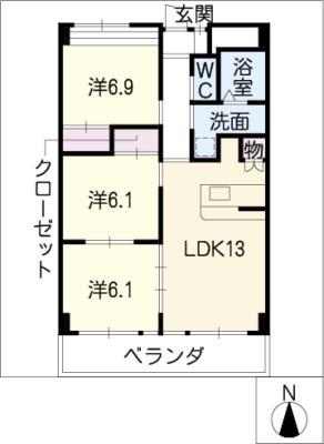 カーサ・ソレイユ(3LDK/6階)の間取り写真