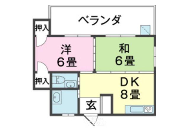 ゆうなハイツ(2DK/3階)の間取り写真