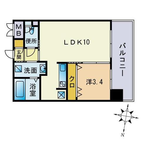 アンベリール薬院(1LDK/2階)の間取り写真