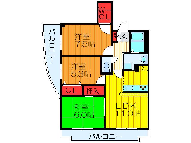 JAパストラルIII(3LDK/2階)の間取り写真