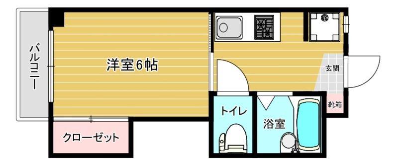 スリム室見(1K/4階)の間取り写真