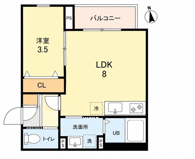 ROBOT HOME 尼崎センタープール前(1LDK/3階)の間取り写真