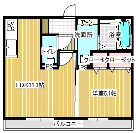 リヴェール(1LDK/1階)の間取り写真