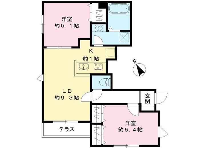 I FLAT(2LDK/1階)の間取り写真