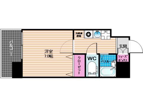 アーバン遊大橋(1K/5階)の間取り写真