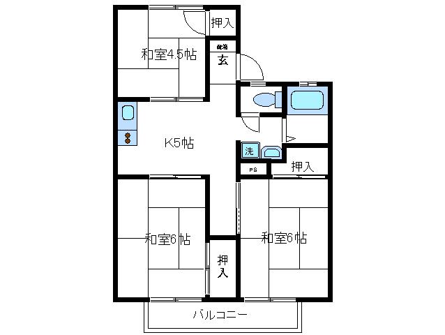おおわだハイツ(3K/2階)の間取り写真