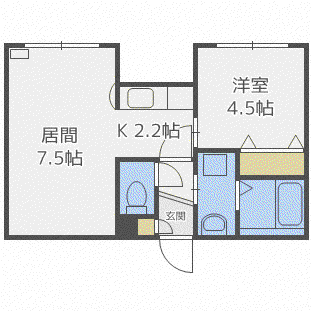 ロワンモンティーニュ(1LDK/2階)の間取り写真