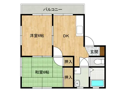 メゾングリーン B(2DK/2階)の間取り写真