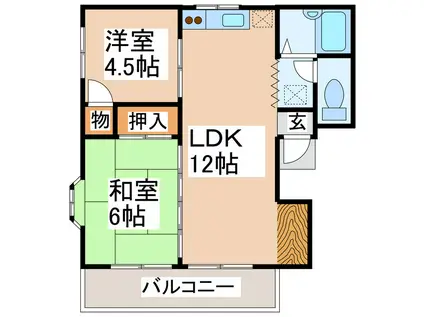 EXA京町(2LDK/3階)の間取り写真