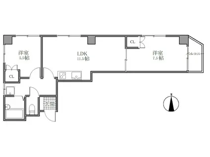 ヴェルデ青山(2LDK/5階)の間取り写真