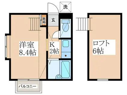 フラワーヒルあきる野(1K/2階)の間取り写真