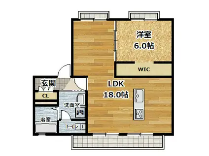 フラッツ紅雪(1LDK/2階)の間取り写真