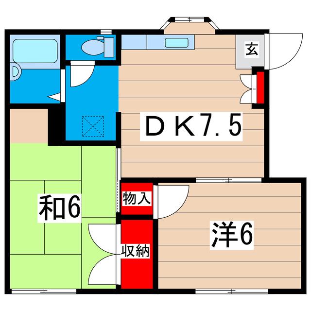 ファミールメゾン(2DK/1階)の間取り写真
