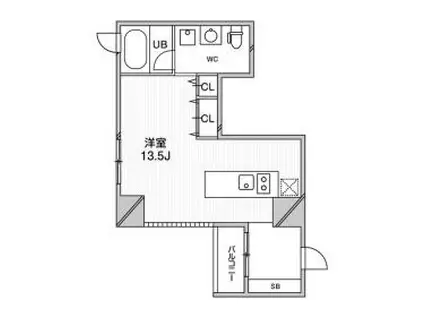 ルクレ堺筋本町レジデンス(ワンルーム/10階)の間取り写真