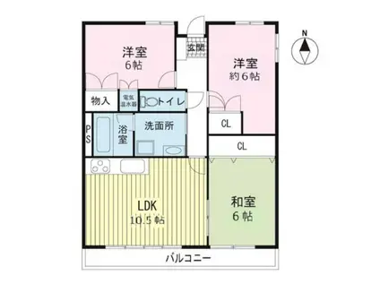 コーポしろかね(3LDK/2階)の間取り写真