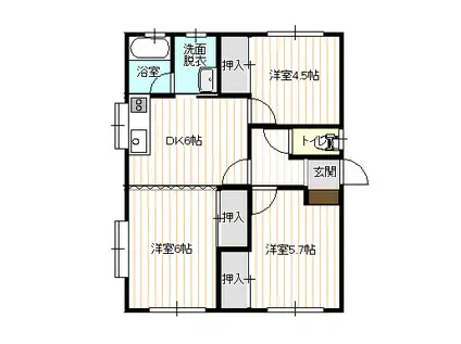 ローレルハイツ原口(3DK/1階)の間取り写真