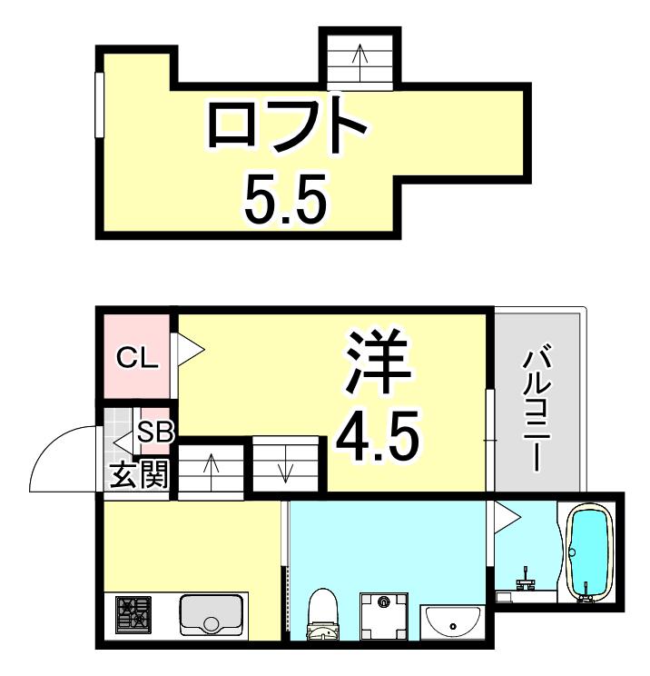 クレアージュ山手(1K/1階)の間取り写真