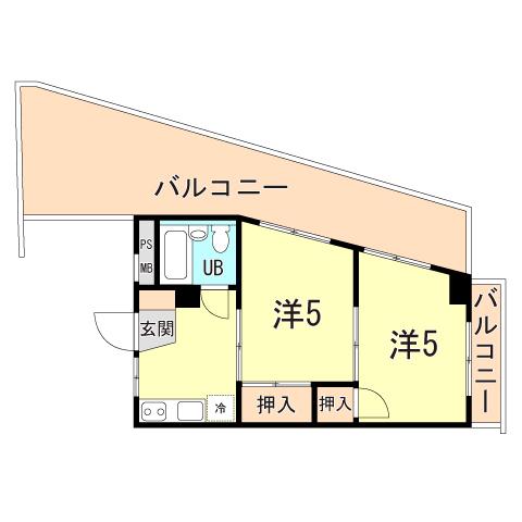 第61川辺ビル(1K/5階)の間取り写真