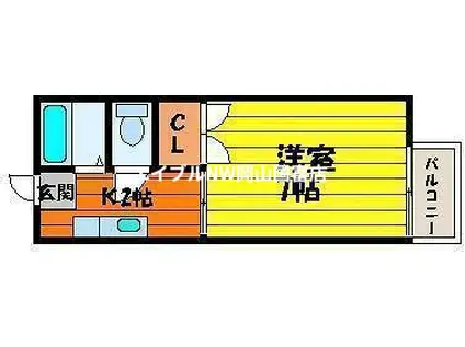 ヴィラフェアリー(1K/1階)の間取り写真