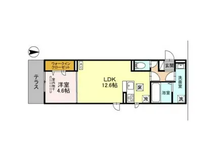 D-ROOM盛岡本宮 D棟(1LDK/2階)の間取り写真