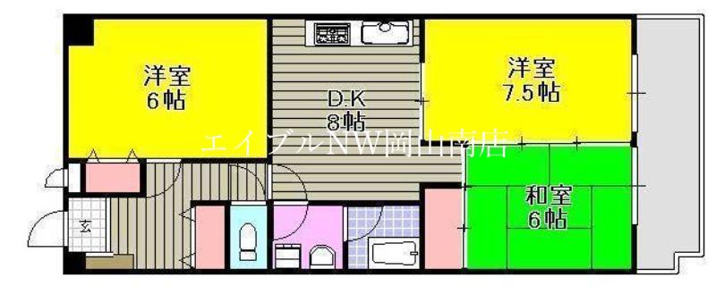 グレースマンションエルフ(3DK/5階)の間取り写真