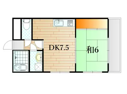 宮田アカマツハイツ(1DK/3階)の間取り写真
