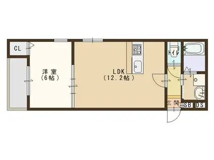 ステラウッド アリーバ TURUMIBASHI(1LDK/1階)の間取り写真