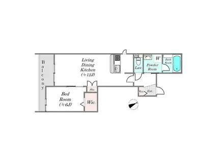 SKY GARDENII(1LDK/3階)の間取り写真